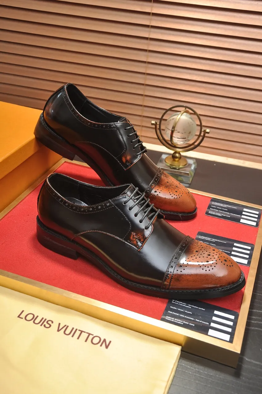 Men's shoes💰460💶【LOUIS VUITTON】(sheepskin lining) new cowhide LV formal shoes🎩🎩❗️🆘made one to one at the counter🎩original quality, imported cowhide upper➕full sheepskin lining➕original rubber outsole, {high quality visible}👣Size: 38-45 (45 custom-made)